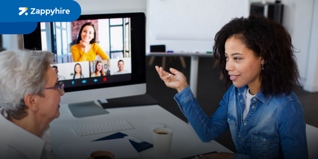 A recruiter and candidate engaged in a pre-screening conversation 